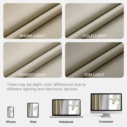 Joydeco Blackout Curtains Linen 100% Blackout Curtain for Bedroom, Rod Pocket & Back Tabs Window Drapes 2 Panels Set