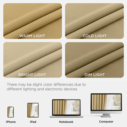 Joydeco Blackout Curtains Linen 100% Blackout Curtain for Bedroom, Rod Pocket & Back Tabs Window Drapes 2 Panels Set