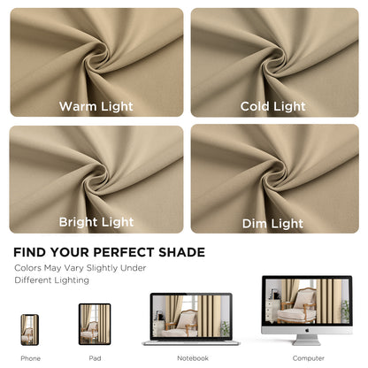 CUCRAF Blackout Curtains for Bedroom - Light Blocking Room Darkening Curtains & Drapes Grommet for Living Room/Nursery,Set of 2 Curtain Panels,52 x 96 Inches,Light Beige