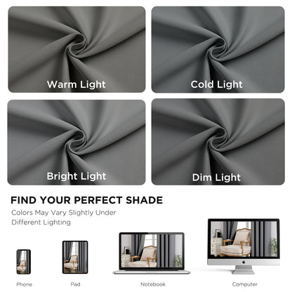 CUCRAF Blackout Curtains Thermal Insulated Room Darkening Drapes for Bedroom,Light Blocking Panels for Kids Room/Living Room,Set of 2 Curtain Panels (52 x 96 Inches, Light Grey)