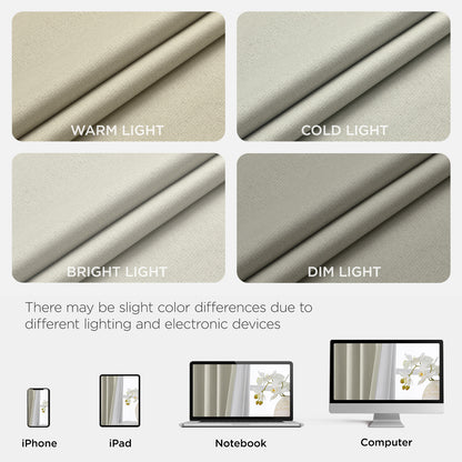 Joydeco Blackout Curtains Linen 100% Blackout Curtain for Bedroom, Rod Pocket & Back Tabs Window Drapes 2 Panels Set