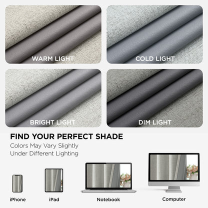 Joydeco 100% Blackout Curtains 63 Inch Length, Living Room Curtains 2 Panels Set, Room Darkening Curtains w/Grommets, Textured Thermal Drapes, Greyish White Blackout Curtains for Bedroom (42x63inch)