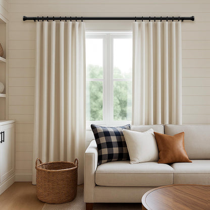 Joydeco Adjustable Heavy Duty Curtain Rod, 32-120 Inch, 1" Diameter, with Decorative Resin Finials