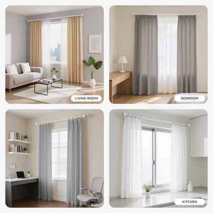 Joydeco Modern Brown Adjustable Curtain Rod 32 to 88 Inches - 1 Inch Diameter Heavy Duty Rod for Living Room & Bedroom