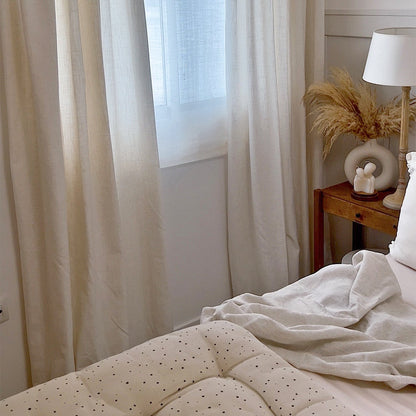 Joydeco Custom Linen Living Room Curtain | Semi-Sheer Light Filtering Panel with Rod Pocket & Back Tab