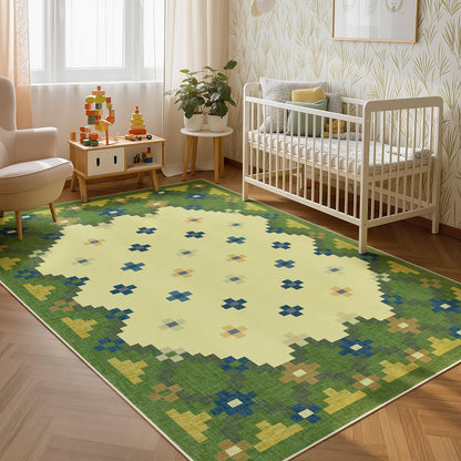 Joydeco Checkered Pink Kitchen Runner Rug Non Slip, Washable Bathroom, Modern Soft Low-Pile Ultra Thin Indoor Floor Throw Carpet for Bedroom Laundry Room Entrance Entryway