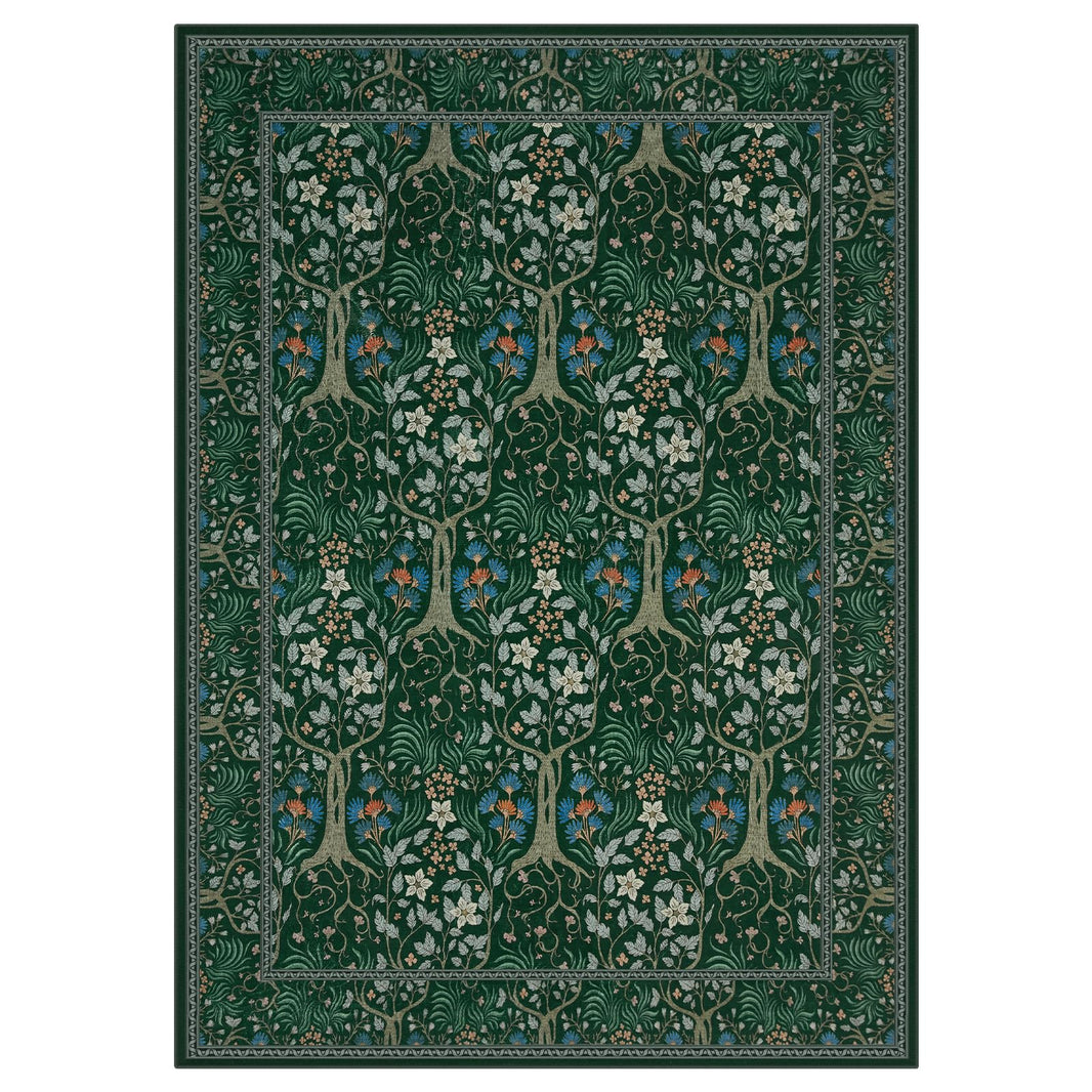 Joydeco Floral Washable Runner Rug for Kitchen, Forest Hallway Non Slip, Boho Botanical Ultra-Thin Soft Indoor Floor Throw Carpet for Bathroom Entryway Foyer