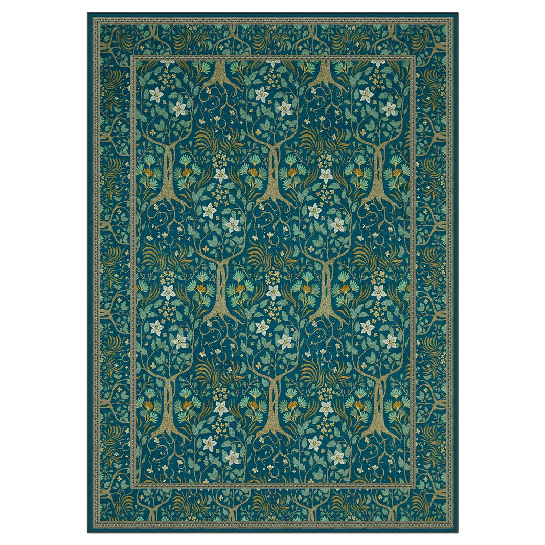 Joydeco Floral Washable Runner Rug for Kitchen, Forest Hallway Non Slip, Boho Botanical Ultra-Thin Soft Indoor Floor Throw Carpet for Bathroom Entryway Foyer