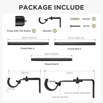 Joydeco Modern Brown Adjustable Curtain Rod 32 to 88 Inches - 1 Inch Diameter Heavy Duty Rod for Living Room & Bedroom