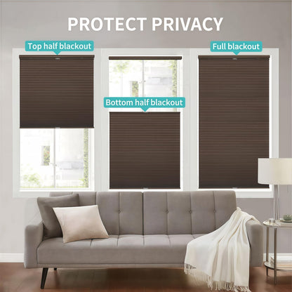 Custom No-Drill Honeycomb Shades - Cordless Blackout Blinds with Top Down Bottom Up Feature for Thermal and Noise Insulation