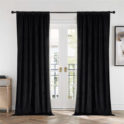 Joydeco 100% Blackout Velvet Curtains - 2 Panels , Thermal Insulated, Privacy