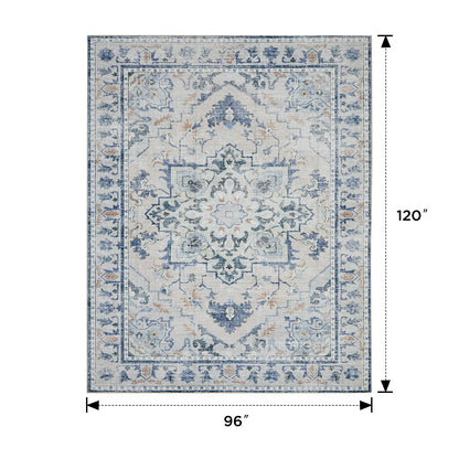 Joydeco Living Room Rug, Non Slip Machine Washable Vintage Runner Rug, Low Pile Lightweight Chenille Print Rugs for Entryway, Hallway, Bedroom, Kitchen and Corridor
