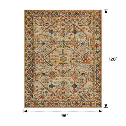 Joydeco Living Room Rug, Non Slip Machine Washable Vintage Runner Rug, Low Pile Lightweight Chenille Print Rugs for Entryway, Hallway, Bedroom, Kitchen and Corridor