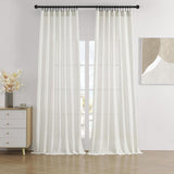 Joydeco Semi-Sheer Curtains,Linen Curtains for Living Room,72 Inches Long,Living Room Curtains 2 Panel Sets,White Curtains Pinch Pleated Curtains & Drapes W52 x L72 Inch