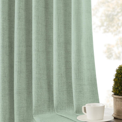 Joydeco 100% Blackout Curtains Faux Linen Curtains for Living Room