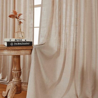 Joydeco Semi-Sheer Linen Curtains - 2 Panel, Light Filtering