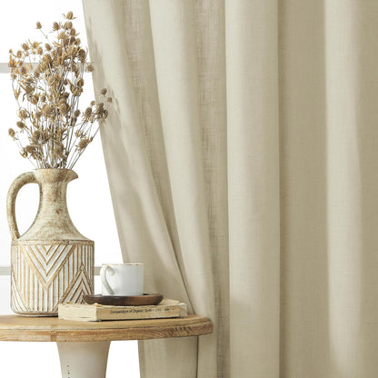 Joydeco Semi-Sheer Linen Curtains - 2 Panel, Light Filtering