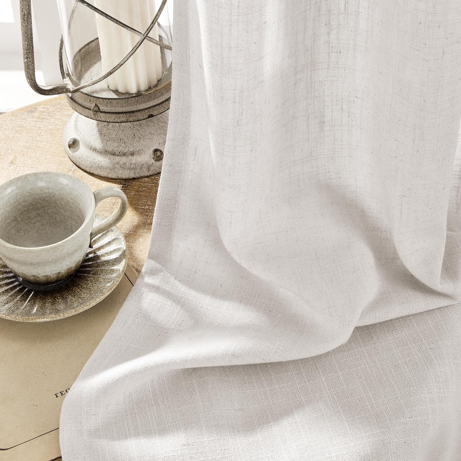 Joydeco Semi-Sheer Linen Curtains - 2 Panel, Light Filtering