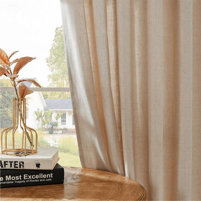 Joydeco Semi-Sheer Linen Curtains - 2 Panel, Light Filtering
