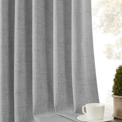 Joydeco 100% Blackout Curtains Faux Linen Curtains for Living Room