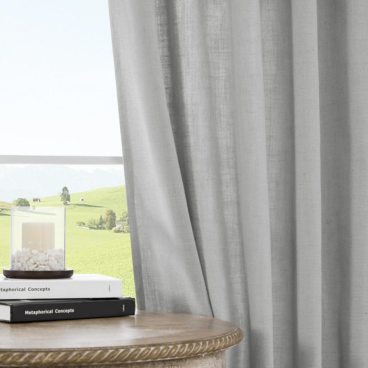 Joydeco Semi-Sheer Linen Curtains - 2 Panel, Light Filtering