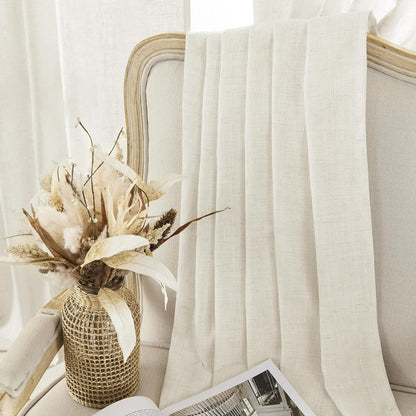 Joydeco Semi-Sheer Linen Curtains - 2 Panel, Light Filtering