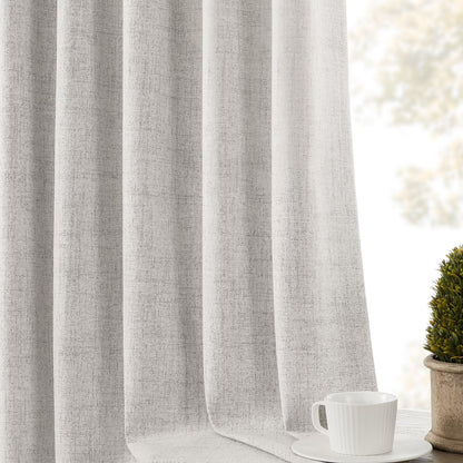 Joydeco 100% Blackout Curtains Faux Linen Curtains for Living Room