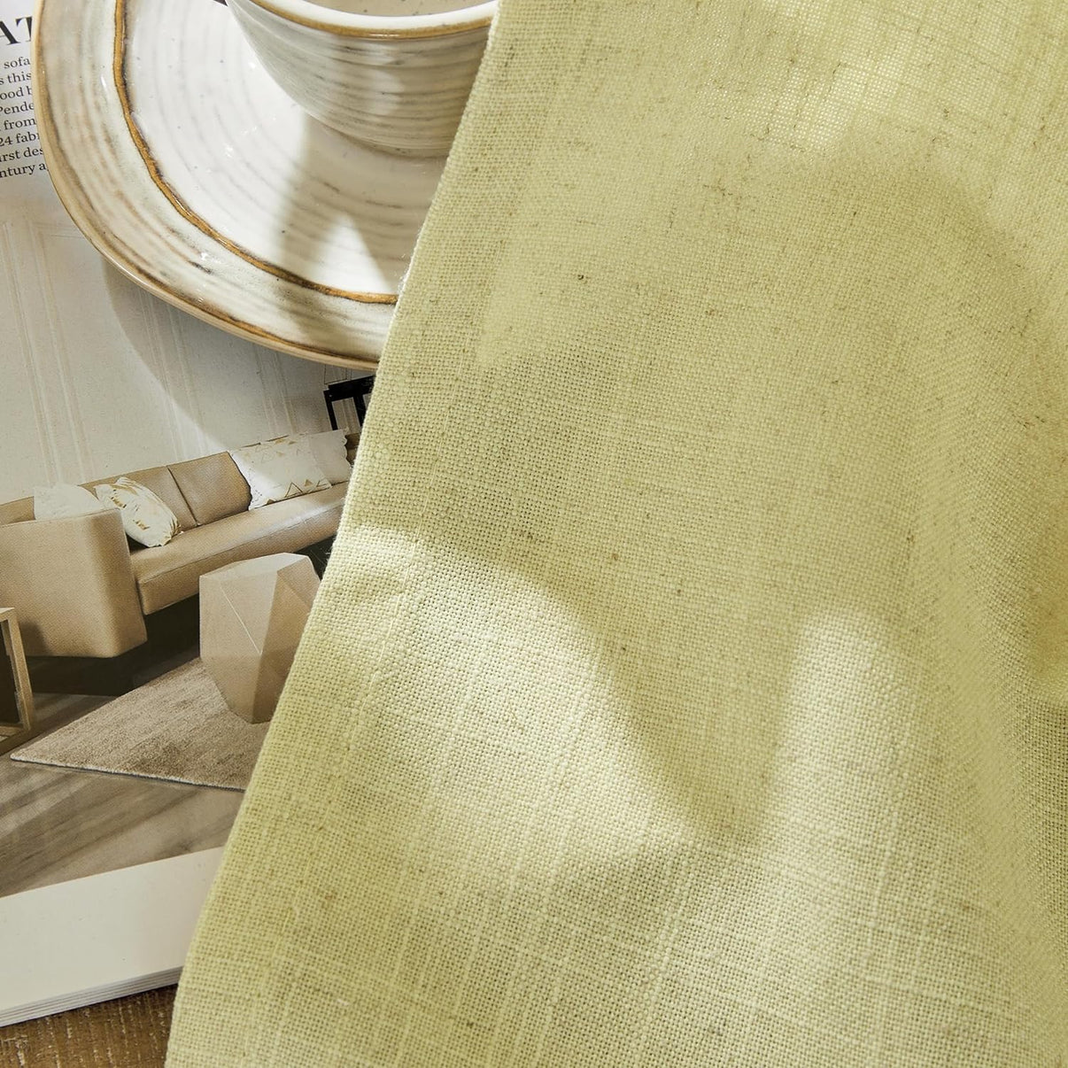 Joydeco Semi-Sheer Linen Curtains - 2 Panel, Light Filtering