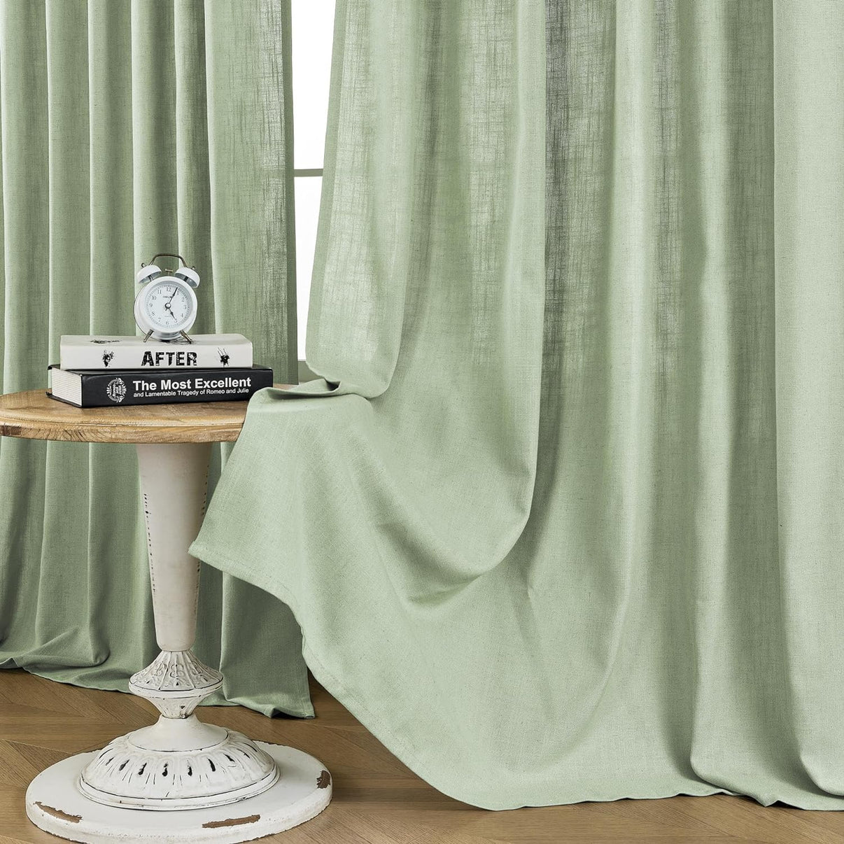 Joydeco Semi-Sheer Linen Curtains - 2 Panel, Light Filtering
