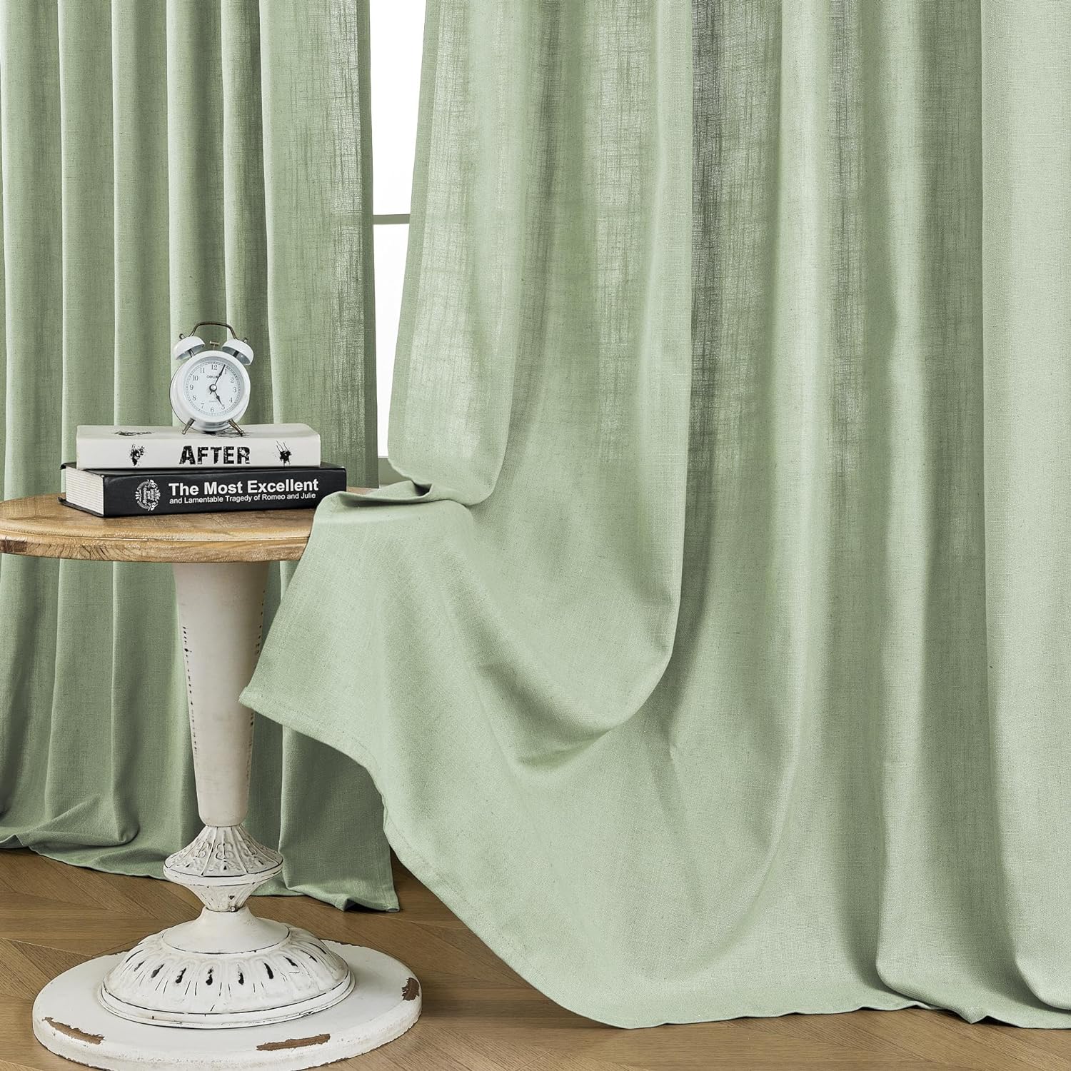 Joydeco Semi-Sheer Linen Curtains - 2 Panel, Light Filtering
