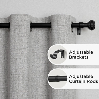Joydeco Adjustable Curtain Rod 32 to 120 Inches - 1 Inch Diameter Heavy Duty Window Rod with Finials for Living Room & Bedroom