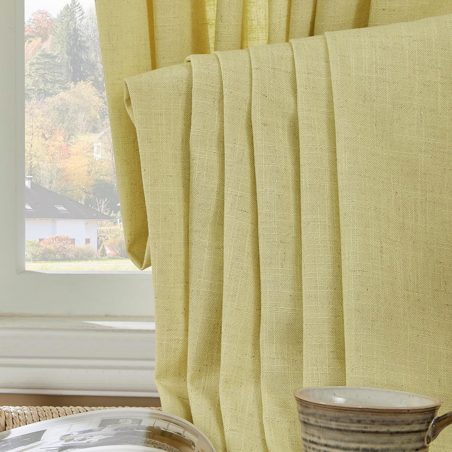 Joydeco Semi-Sheer Linen Curtains - 2 Panel, Light Filtering