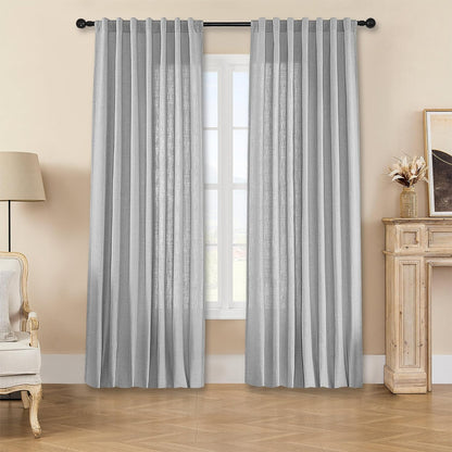 Joydeco Semi-Sheer Linen Curtains - 2 Panel, Light Filtering