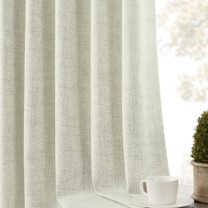 Joydeco 100% Blackout Curtains Faux Linen Curtains for Living Room