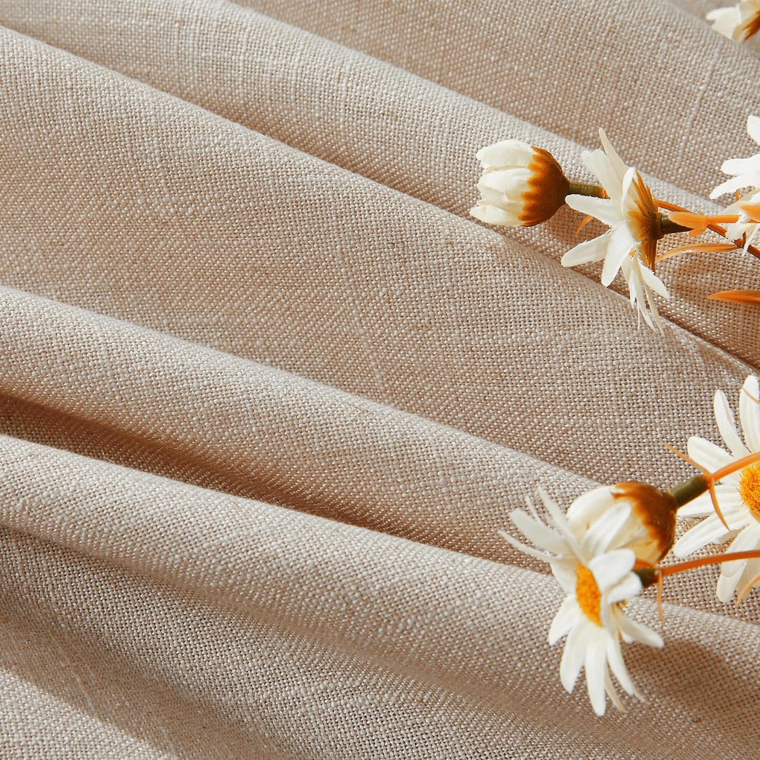 Joydeco Semi-Sheer Linen Curtains - 2 Panel, Light Filtering