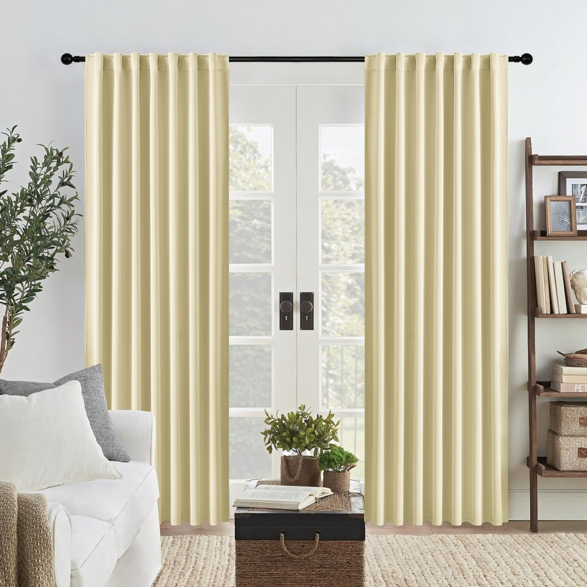 Joydeco Royal Blue 96" blackout curtains (2 panels) for bedroom. Thermal, room darkening, back tab/rod pocket.