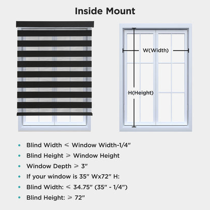 Joydeco Cordless Zebra Blinds for Windows, Dual Layer Light Control Window Blinds with Light-Proof Aluminum Cover, Free-Stop Roller Shades for Home & Office