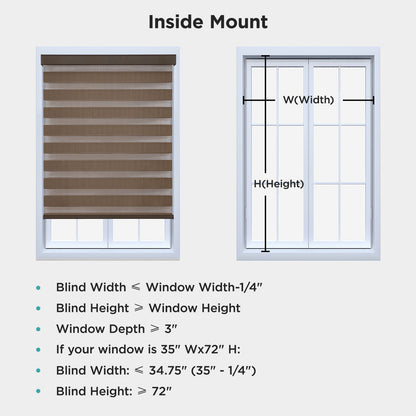 Joydeco Cordless Zebra Blinds for Windows, Dual Layer Light Control Window Blinds with Light-Proof Aluminum Cover, Free-Stop Roller Shades for Home & Office