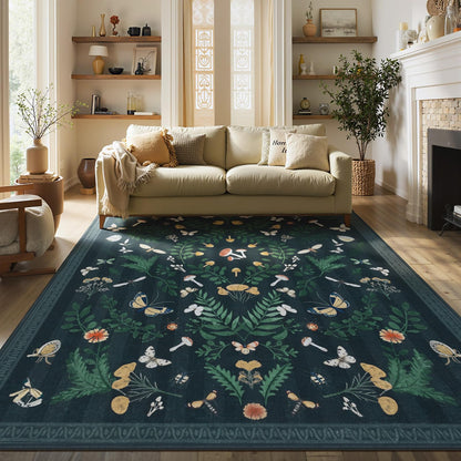 Joydeco Insect Washable Bathroom Rug, Botanical Kitchen Runner Rug Non Slip, Boho Ultra-Thin Soft Indoor Floor Carpet Runners for Hallways Entryway Entrance Laundry