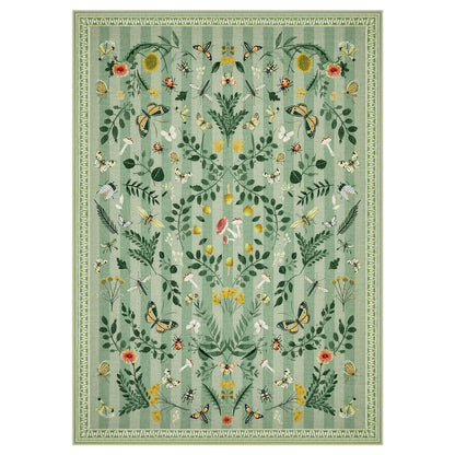 Joydeco Insect Washable Bathroom Rug, Botanical Kitchen Runner Rug Non Slip, Boho Ultra-Thin Soft Indoor Floor Carpet Runners for Hallways Entryway Entrance Laundry