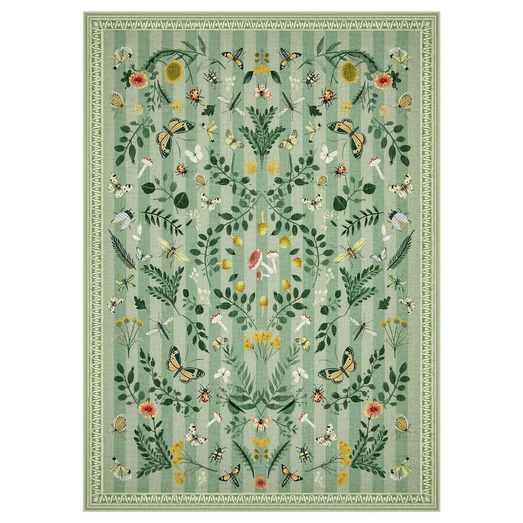 Joydeco Insect Washable Bathroom Rug, Botanical Kitchen Runner Rug Non Slip, Boho Ultra-Thin Soft Indoor Floor Carpet Runners for Hallways Entryway Entrance Laundry