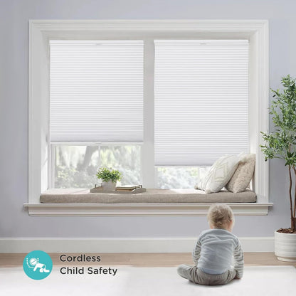 Custom No-Drill Honeycomb Shades - Cordless Blackout Blinds with Top Down Bottom Up Feature for Thermal and Noise Insulation