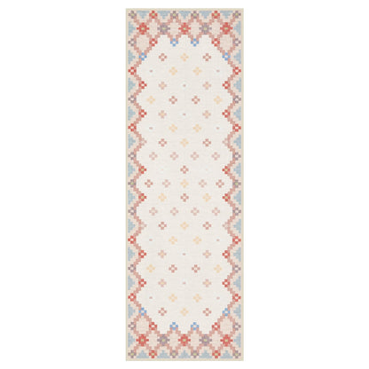 Joydeco Checkered Pink Kitchen Runner Rug Non Slip, Washable Bathroom, Modern Soft Low-Pile Ultra Thin Indoor Floor Throw Carpet for Bedroom Laundry Room Entrance Entryway