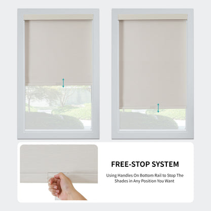 Joydeco 100% Blackout Roller Shades (Pro), Free-Stop Cordless Blinds for Windows, UV Protection, Natural Woven Blinds for Home and Office, Light-Proof Aluminum Cover