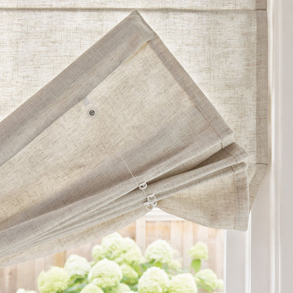 Oak Cotton Linen Semi-Blackout No-Drill Roman Shade