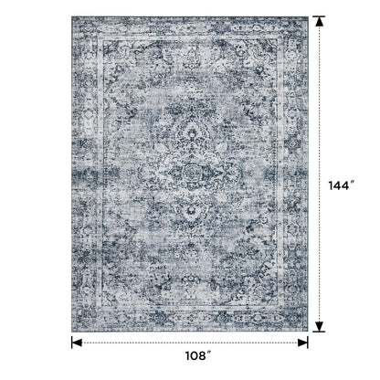 Joydeco Living Room Rug, Non Slip Machine Washable Vintage Runner Rug, Low Pile Lightweight Chenille Print Rugs for Entryway, Hallway, Bedroom, Kitchen and Corridor