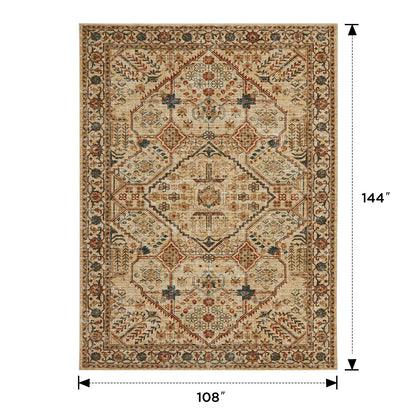 Joydeco Living Room Rug, Non Slip Machine Washable Vintage Runner Rug, Low Pile Lightweight Chenille Print Rugs for Entryway, Hallway, Bedroom, Kitchen and Corridor