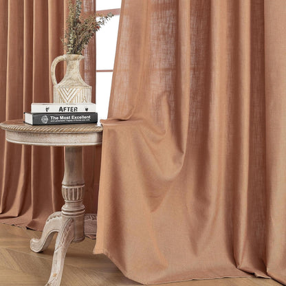Joydeco Semi-Sheer Linen Curtains - 2 Panel, Light Filtering