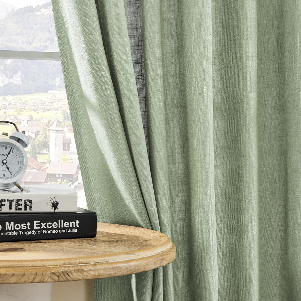 Joydeco Semi-Sheer Linen Curtains - 2 Panel, Light Filtering