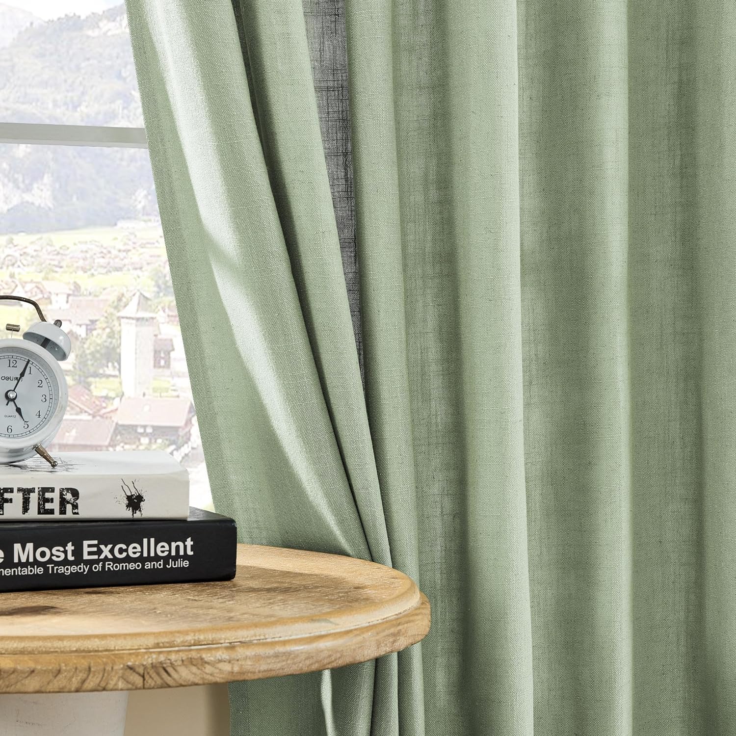 Joydeco Semi-Sheer Linen Curtains - 2 Panel, Light Filtering